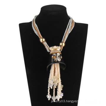 Big Glory Glass Beads with Pearl Fashion Necklace (XJW13599)